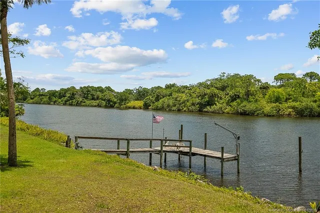 a view of a lake with a terrace