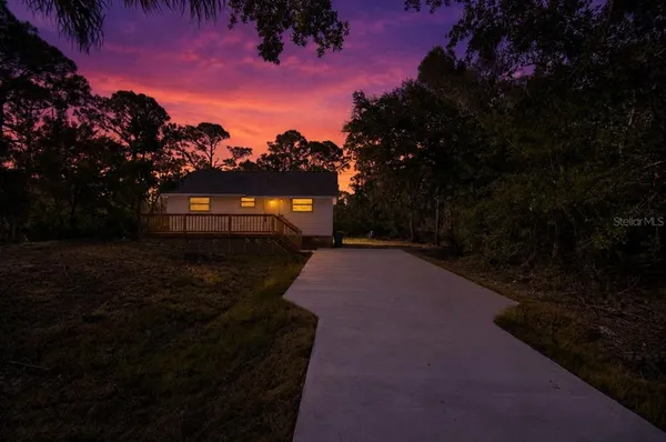 a night view of a yard