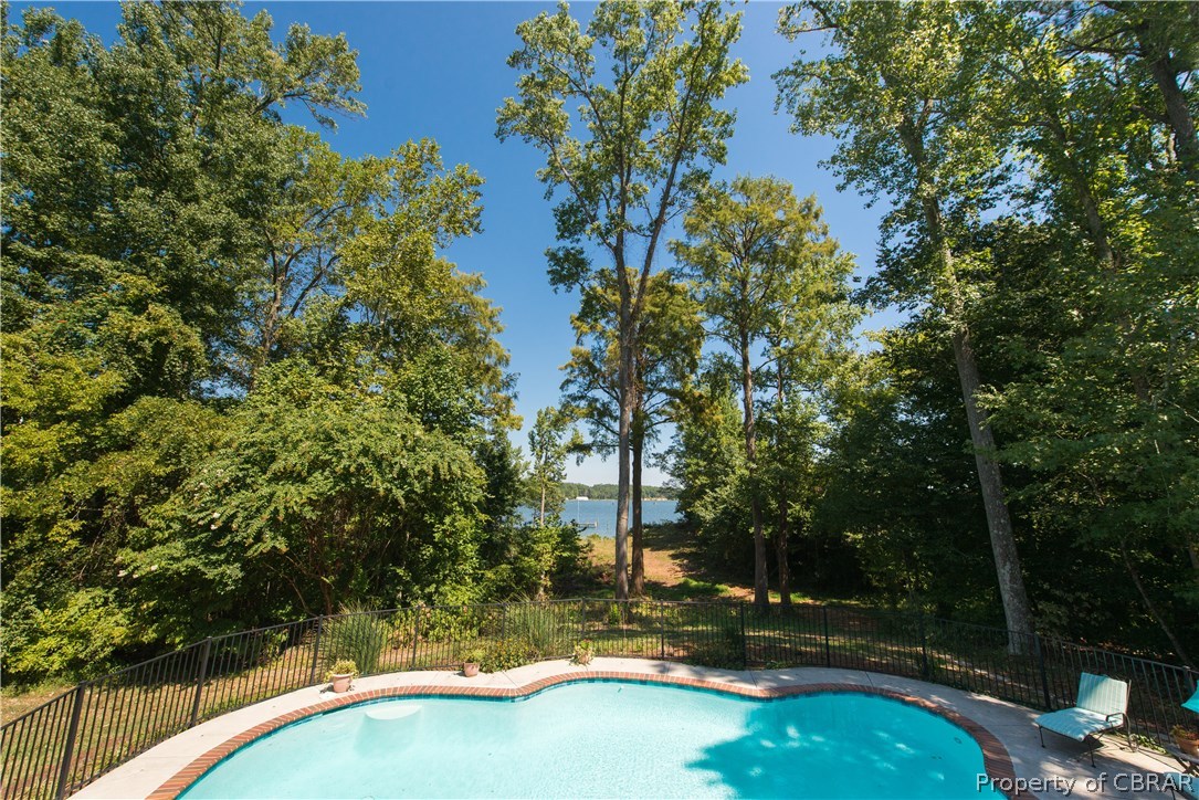 867 Oak Hill Road Lancaster, VA 22503 - Photo 6 of 46 View of Patio, Pool and Water from Expansive Dock