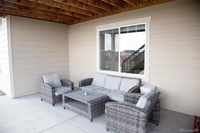 a outdoor living space with furniture