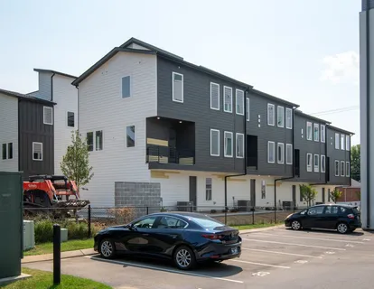 a car parked in front of a building