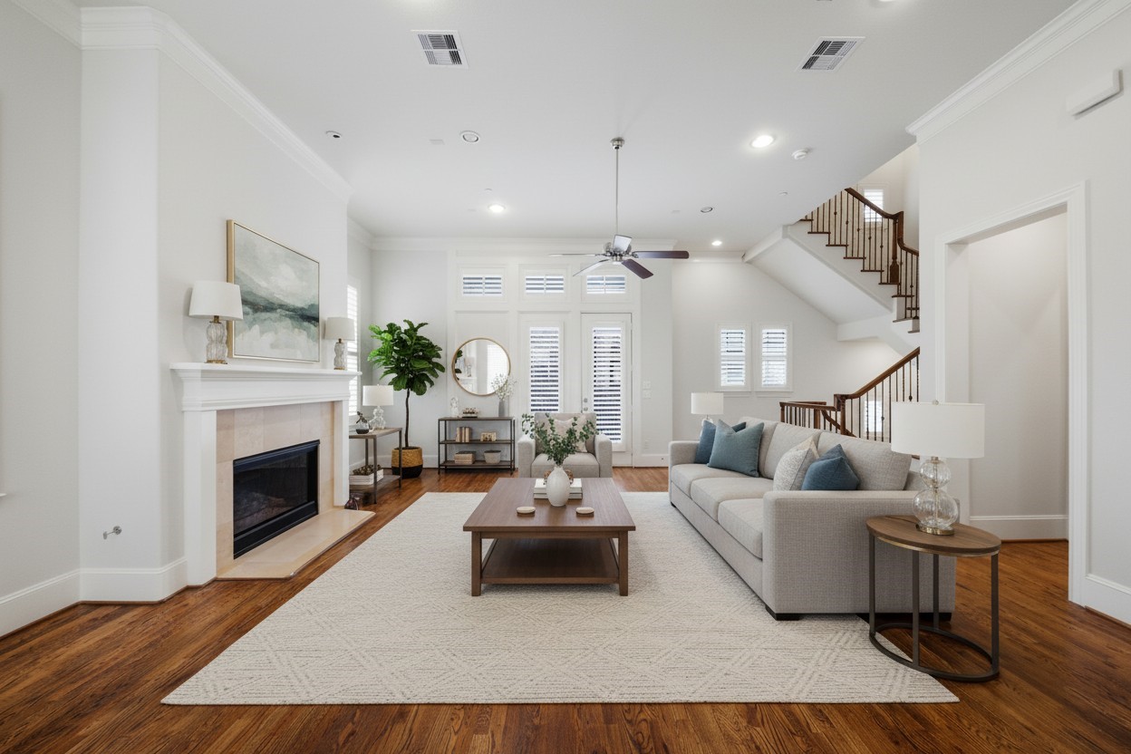 5606 Cohn Terrace Houston, TX 77007 - Photo 11 of 39 a living room with furniture fireplace and wooden floor