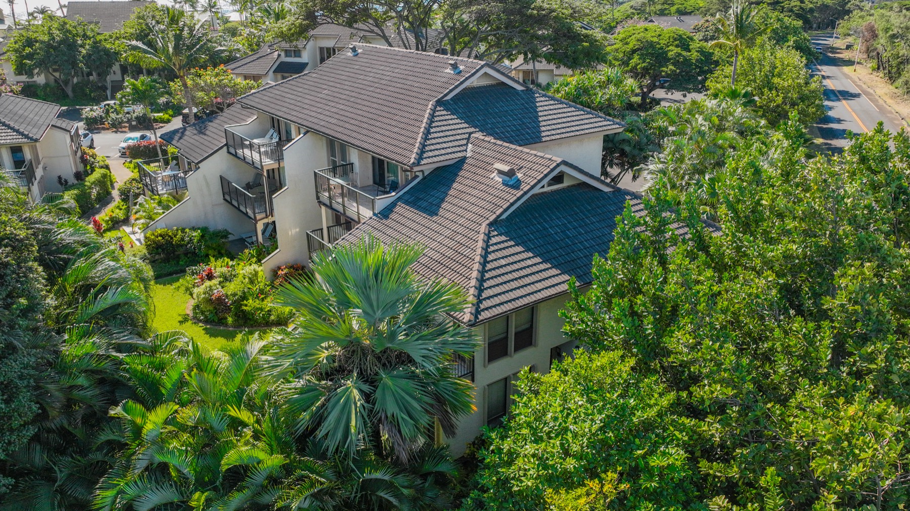 1901 Poipu Road, Unit 924 Koloa, HI 96756 - Photo 20 of 27 a aerial view of a house with balcony and trees
