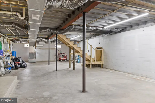 a view of a empty room with storage