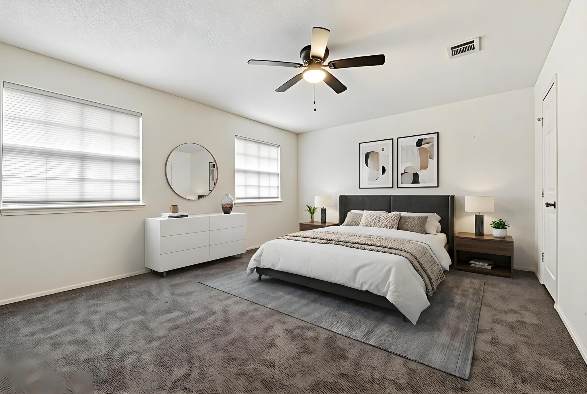 11918 Snow Finch Road Austin, TX 78758 - Photo 24 of 33 Bedroom with carpet flooring and ceiling fan