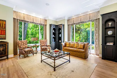 a view of a hallway with a couch