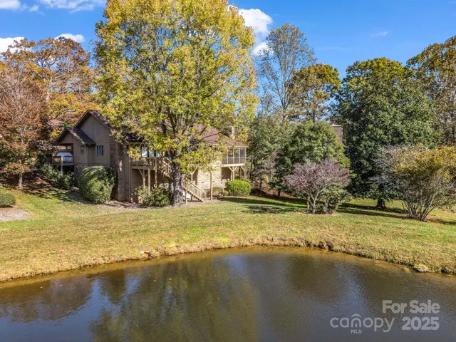 a view of a lake with houses