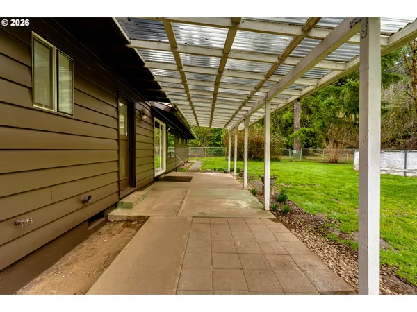 a view of porch with seating area