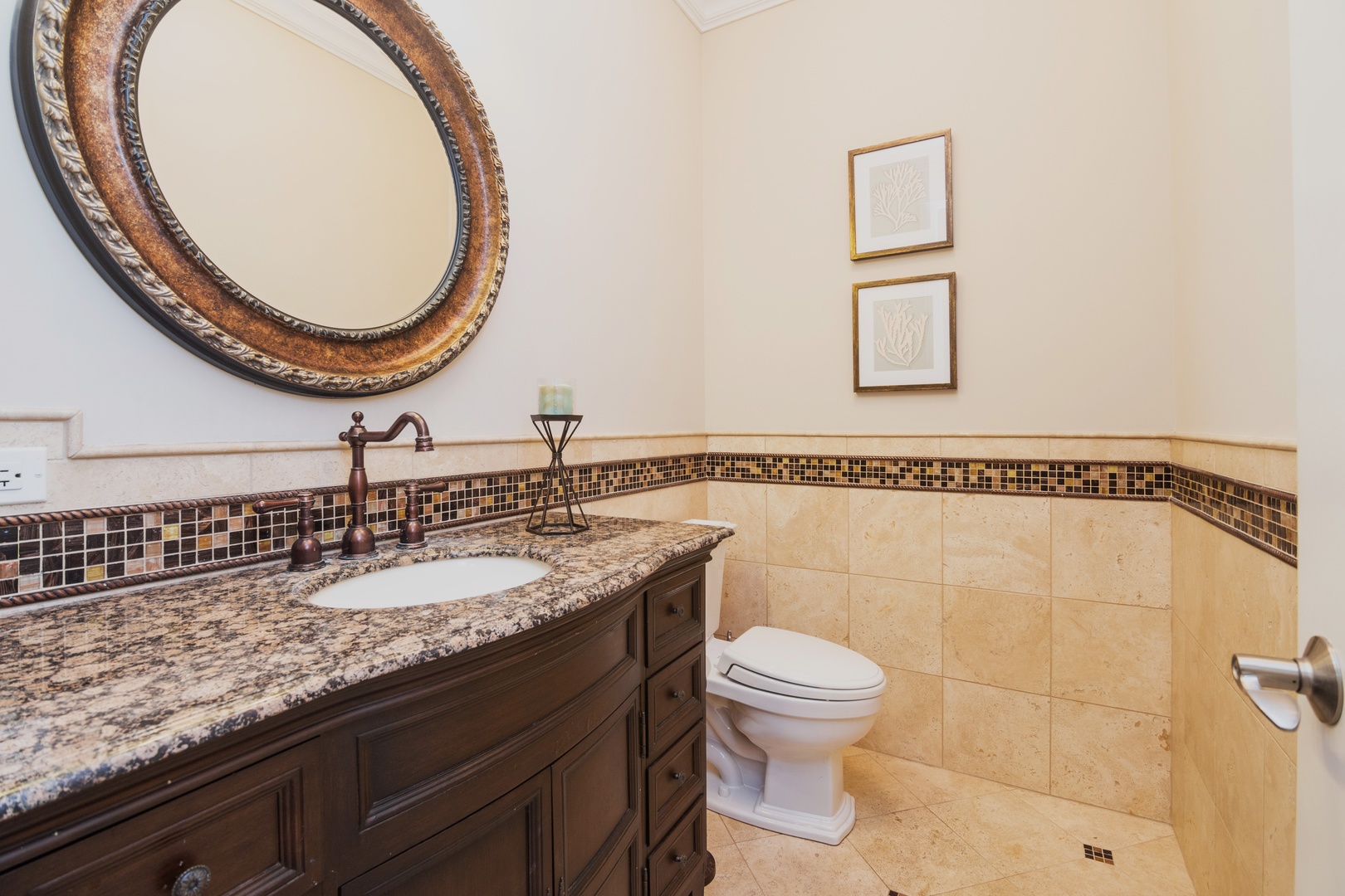 2283 Scott Road Northbrook, IL 60062 - Photo 13 of 33 a bathroom with a granite countertop toilet a sink and mirror