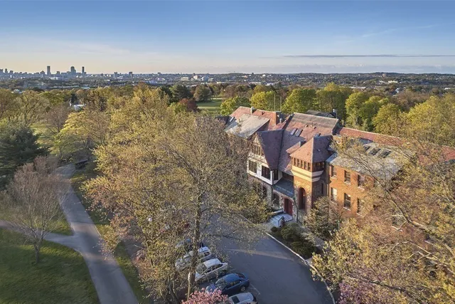 a view of a city and an ocean view