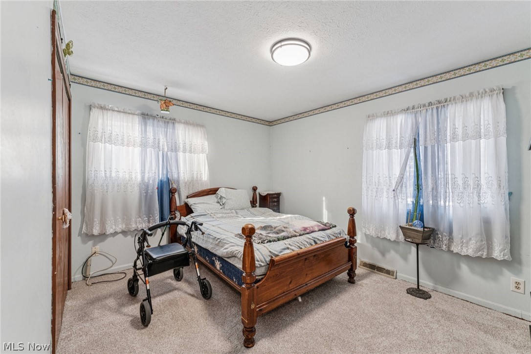 15615 Mason Road Vermilion, OH 44089 - Photo 20 of 34 Bedroom featuring carpet flooring and a textured ceiling