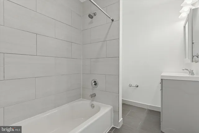 a bathroom with a bathtub