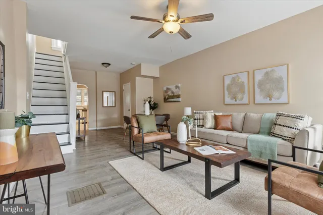 a living room with furniture