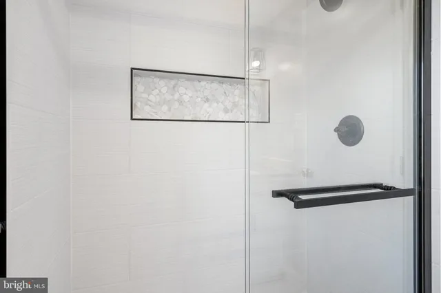 a close view of a shower in a bathroom