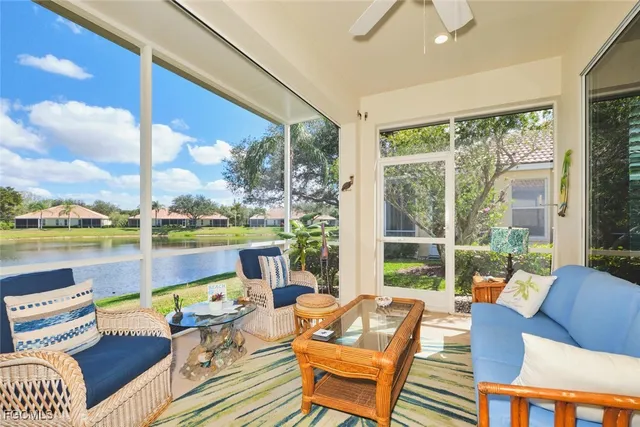 a living room with furniture city view and large windows