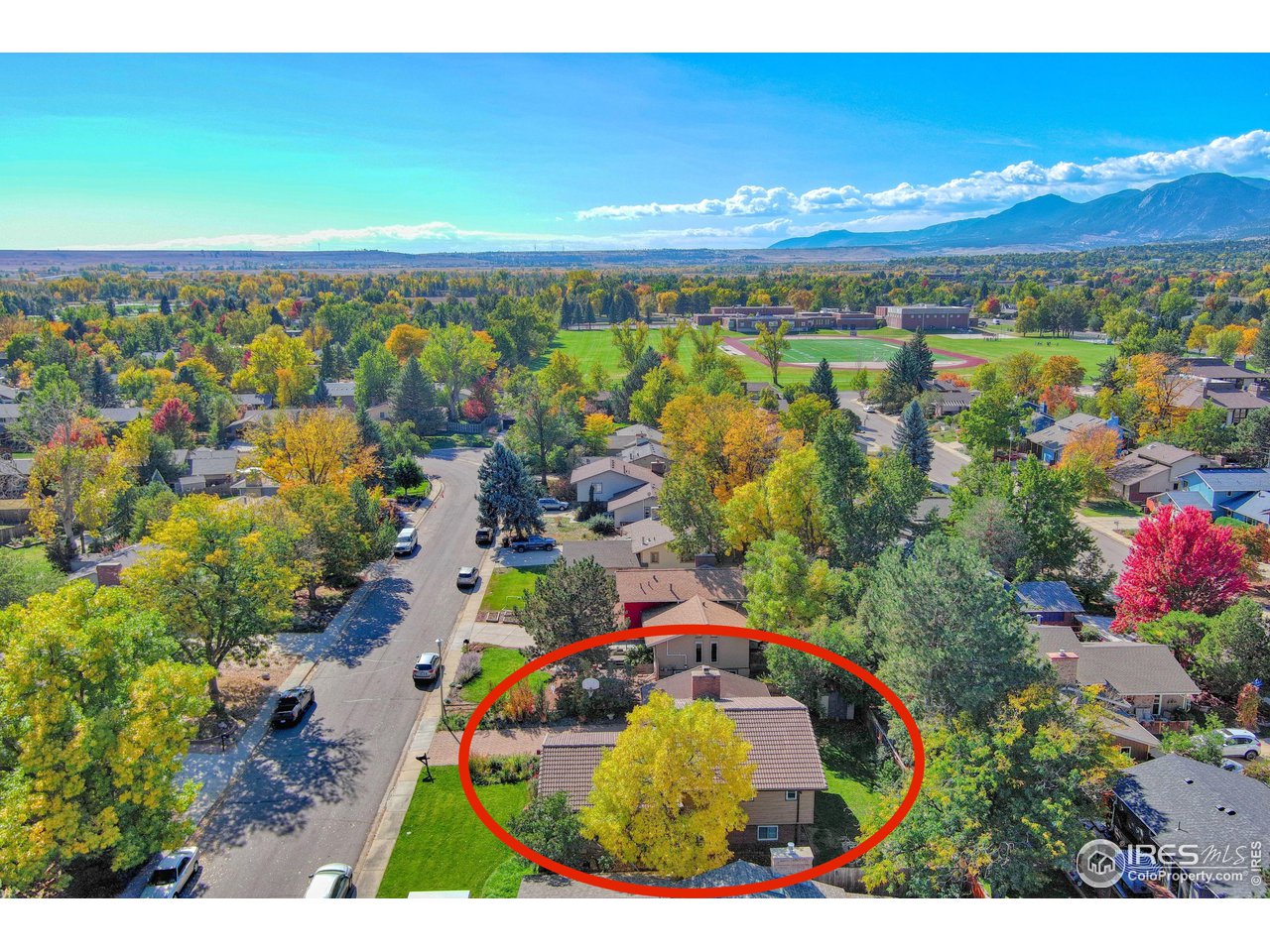 577 Blackhawk Road Boulder, CO 80303 - Photo 33 of 34 Aerial view with Manhattan Middle School in the background