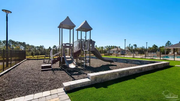 a view of a park with slide