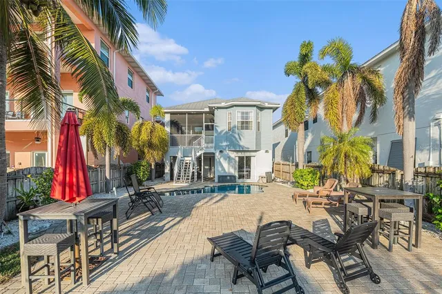 a view of a park with swings and slides