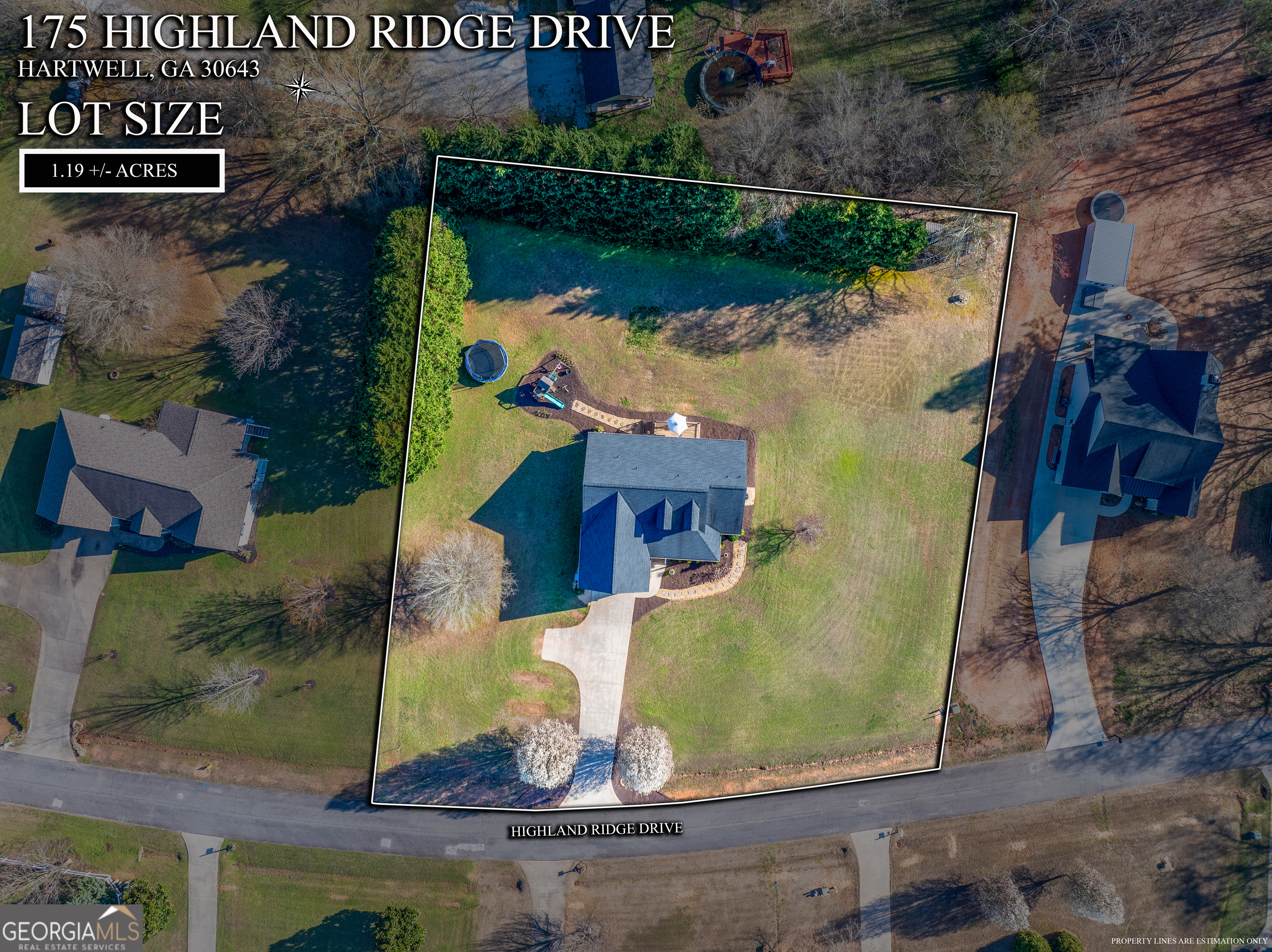 175 Highland Ridge Drive Hartwell, GA 30643 - Photo 43 of 46 an aerial view of a house with a yard
