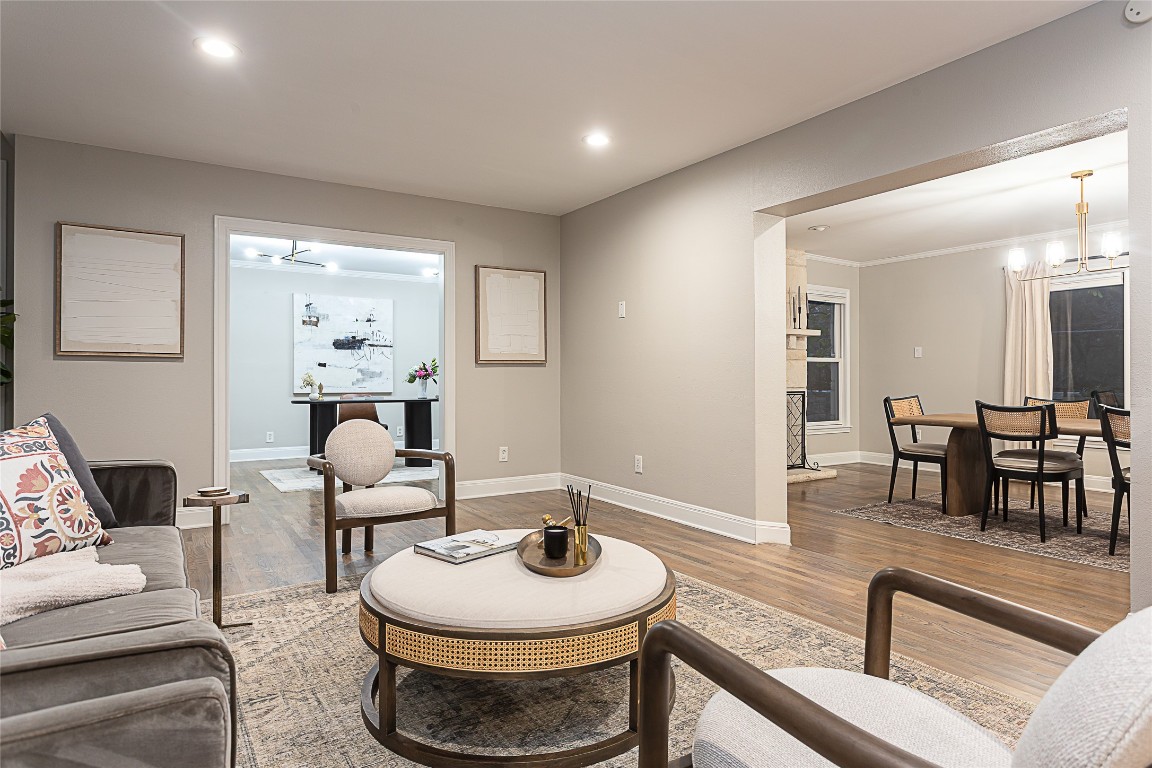 3210 Enfield Road Austin, TX 78703 - Photo 3 of 26 Living area open to dining and home office/den