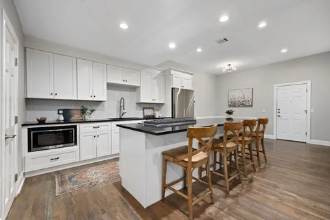 a kitchen with lots of counter top space