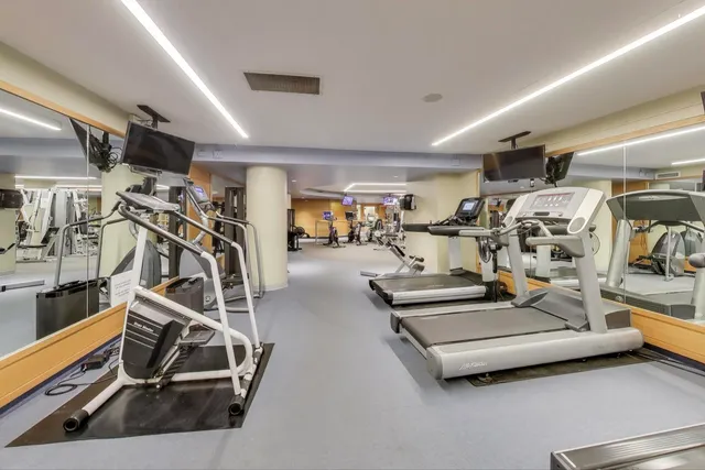 a view of a room with gym equipment