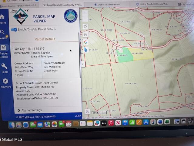 326 Middle Road Crown Point, NY 12928 - Photo 20 of 20 326 Middle Road Tax Map