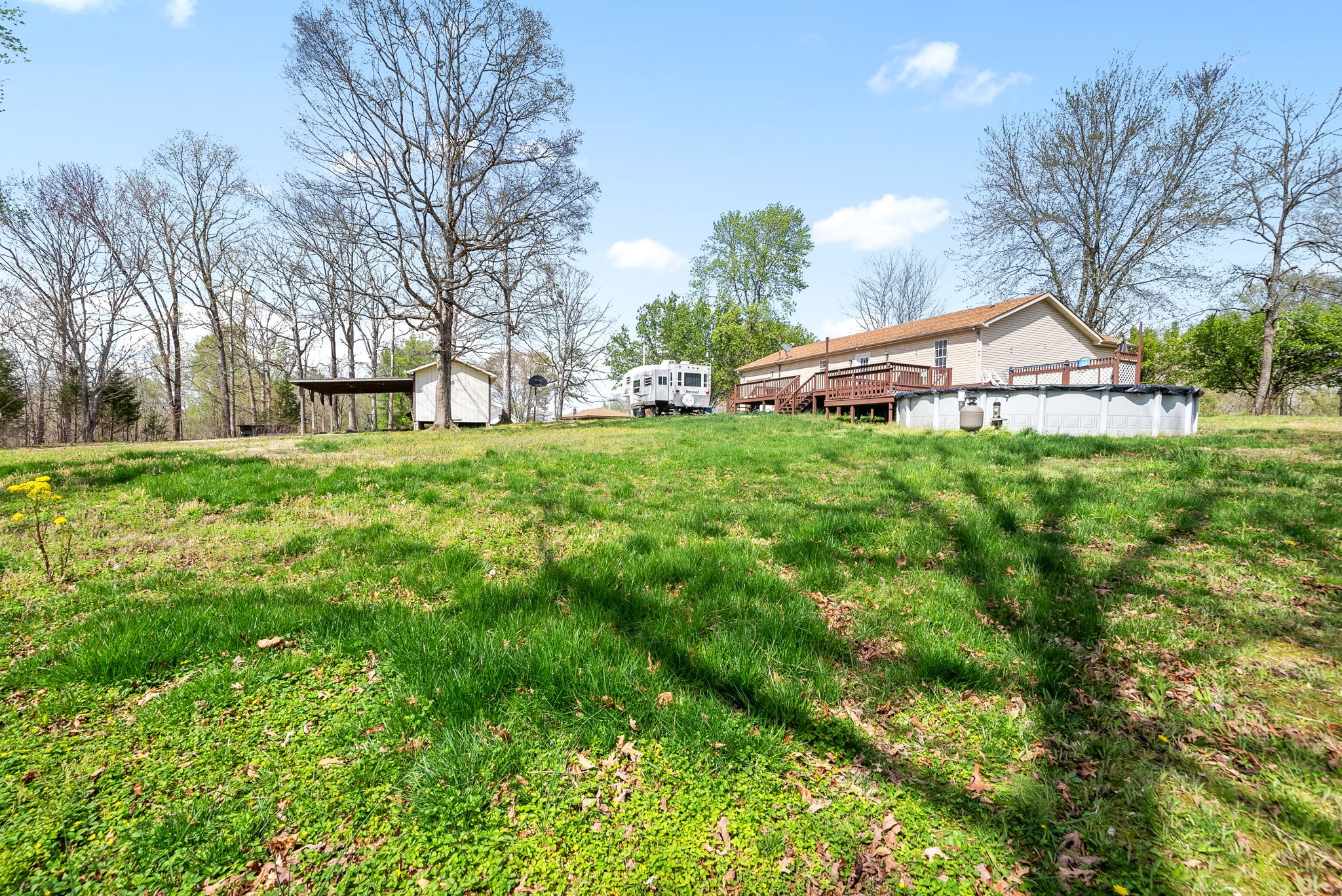 135 Carl Taylor Road Tennessee Ridge, TN 37178 - Photo 27 of 41 a backyard of a house with plants and large tree