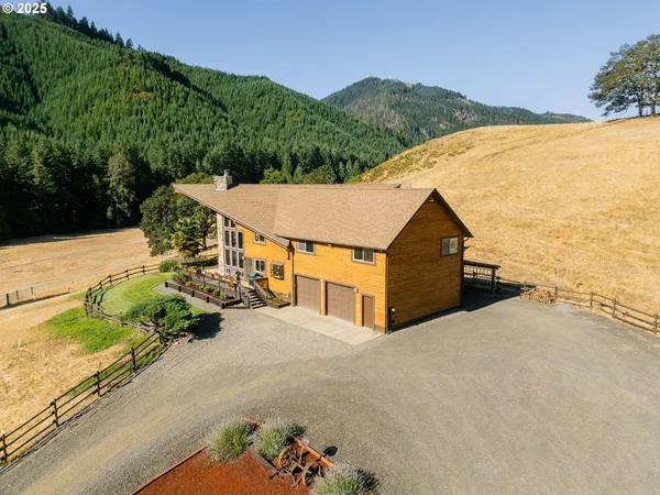 an aerial view of a house
