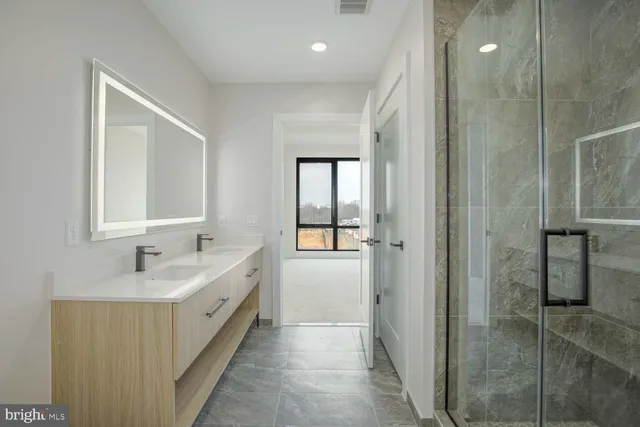 a bathroom with a shower