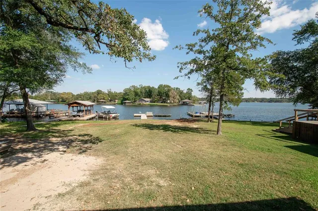 a view of a lake with houses