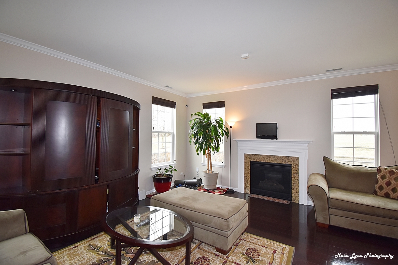 2872 Church Road Aurora, IL 60502 - Photo 17 of 38 a living room with furniture a fireplace and a flat screen tv