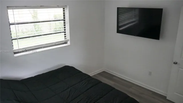 a view of a small space with a window