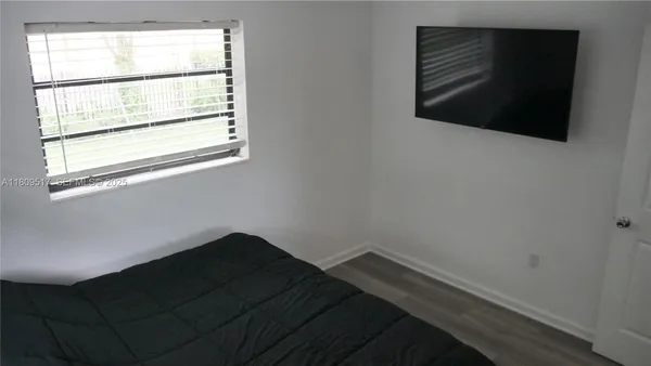 a view of a small space with a window