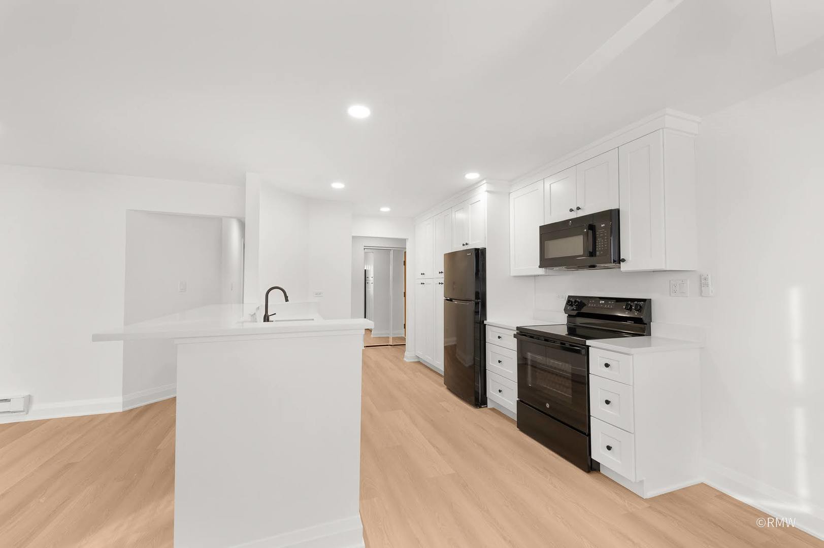 224 South Rush Street, Unit 3A Itasca, IL 60143 - Photo 5 of 13 a kitchen with stainless steel appliances a refrigerator stove and microwave
