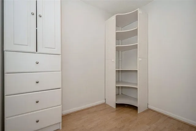 a view of an empty walk in closet