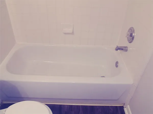 a bathroom with a bathtub