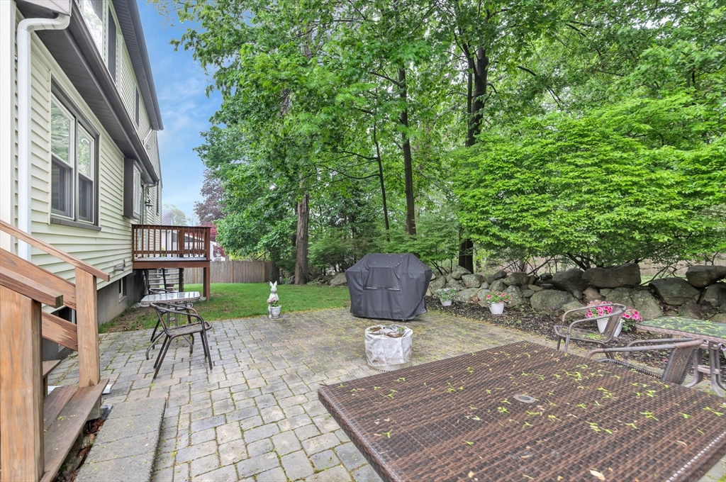 25 Kevin Road Milton, MA 02186 - Photo 10 of 39 a view of a patio with table and chairs and potted plants