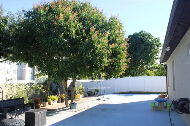 a view of a back yard of the house