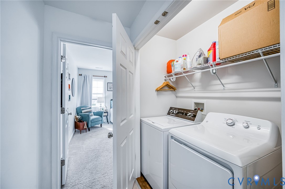 2077 Forest Circle Aylett, VA 23009 - Photo 29 of 36 Laundry room With Hanging Rod, Storage Rack & wash