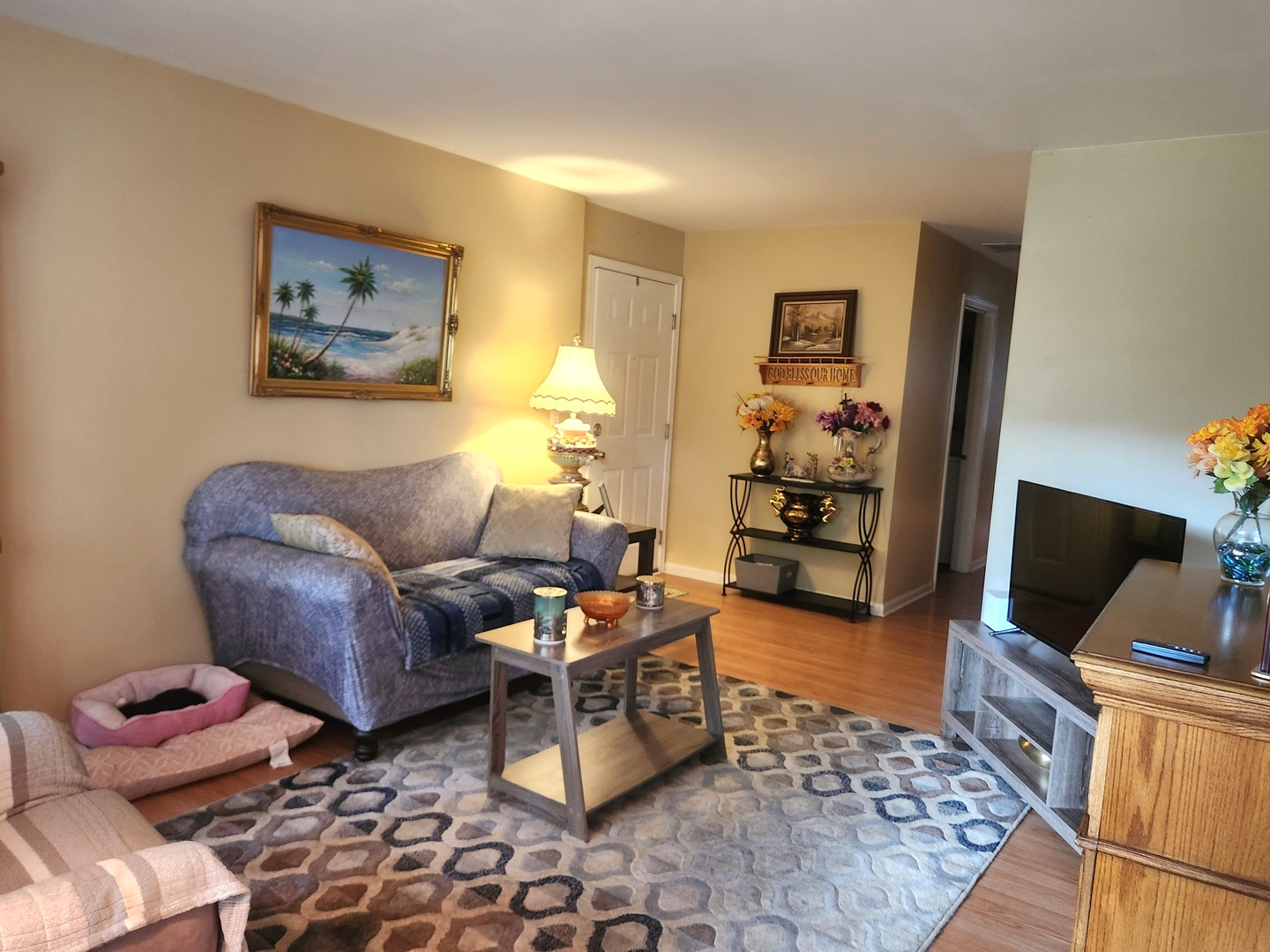 1013 Saxon Court, Unit B Elgin, IL 60120 - Photo 3 of 17 a living room with furniture and a flat screen tv