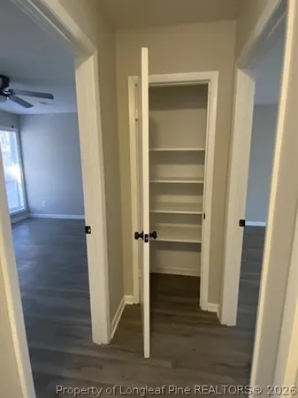 a view of a wooden door