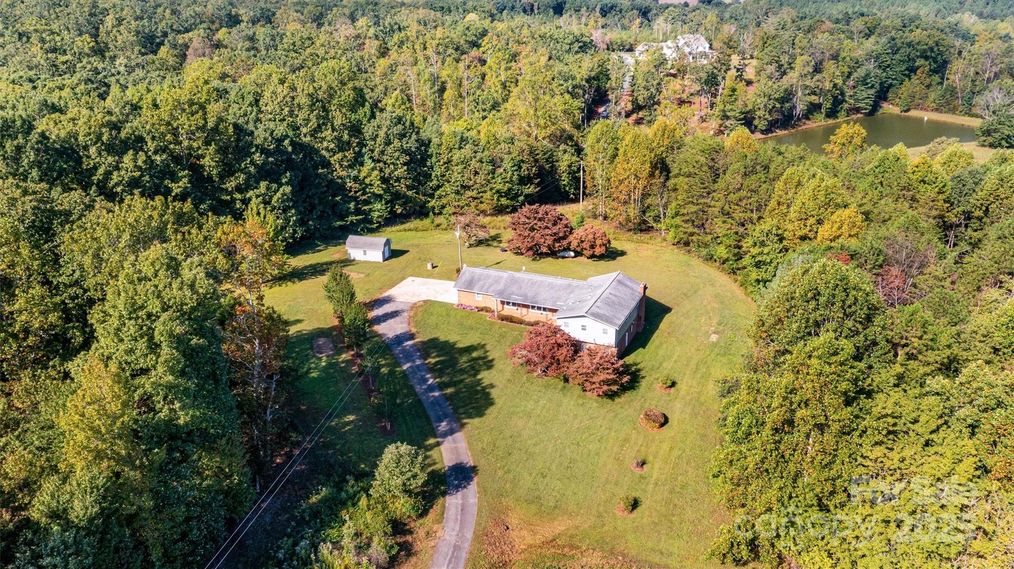 view of a lake with large trees