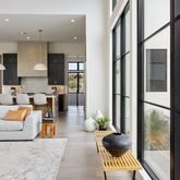 a front view of a house with patio