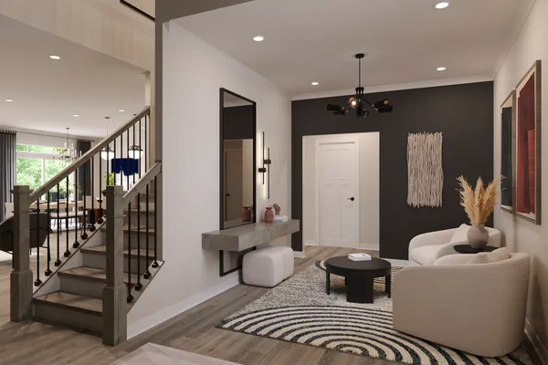 a living room with furniture