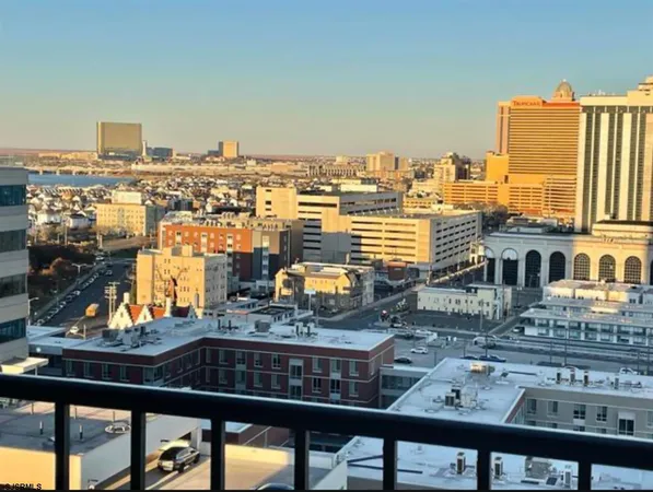a view of a city from a balcony