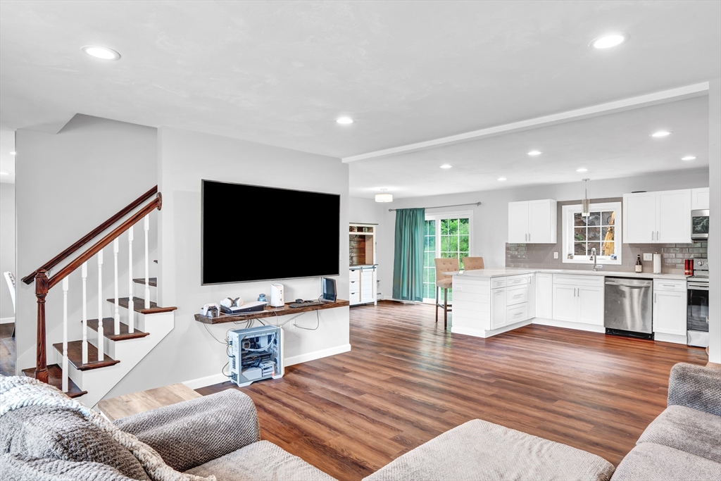 170 Shea Road West Brookfield, MA 01585 - Photo 17 of 30 a living room with furniture flat screen tv and kitchen view