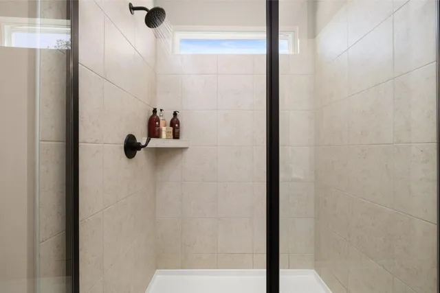a bathroom with a shower