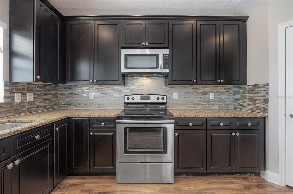2012 Fern Ridge Court Holiday, FL 34691 - Photo 10 of 54 a kitchen with granite countertop a stove and a microwave