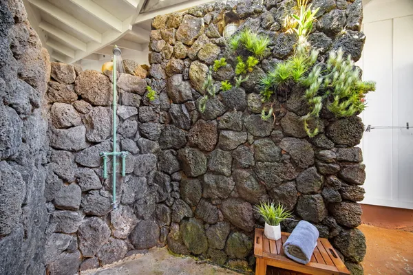 a backyard of a house with lots of green space